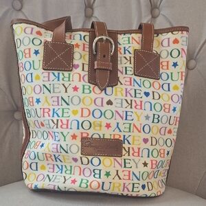 Dooney & Bourke Brown Leather Trim Tote